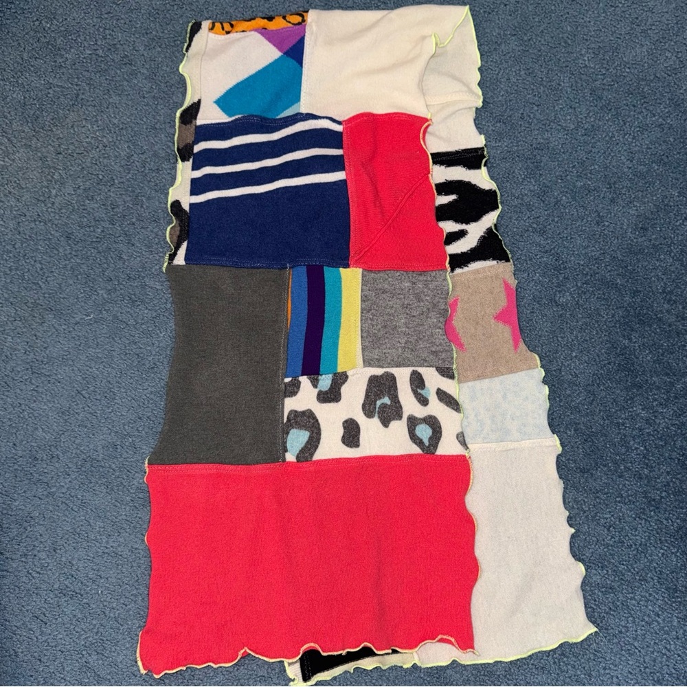 Brodie Fine Cashmere Multicolor Abstract Patchwork Wide Scarf - Picture 5 of 5